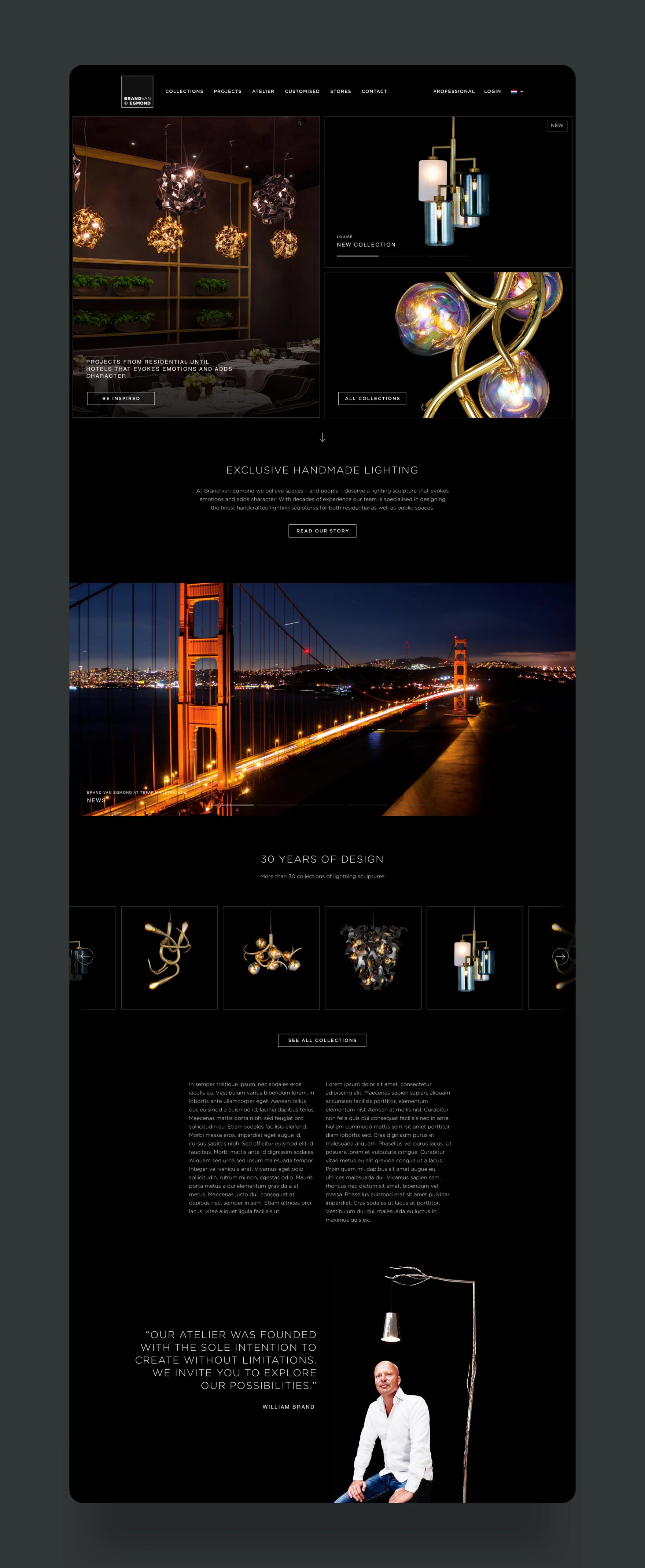 Homepage of the Brand van Egmond website designed by Mars