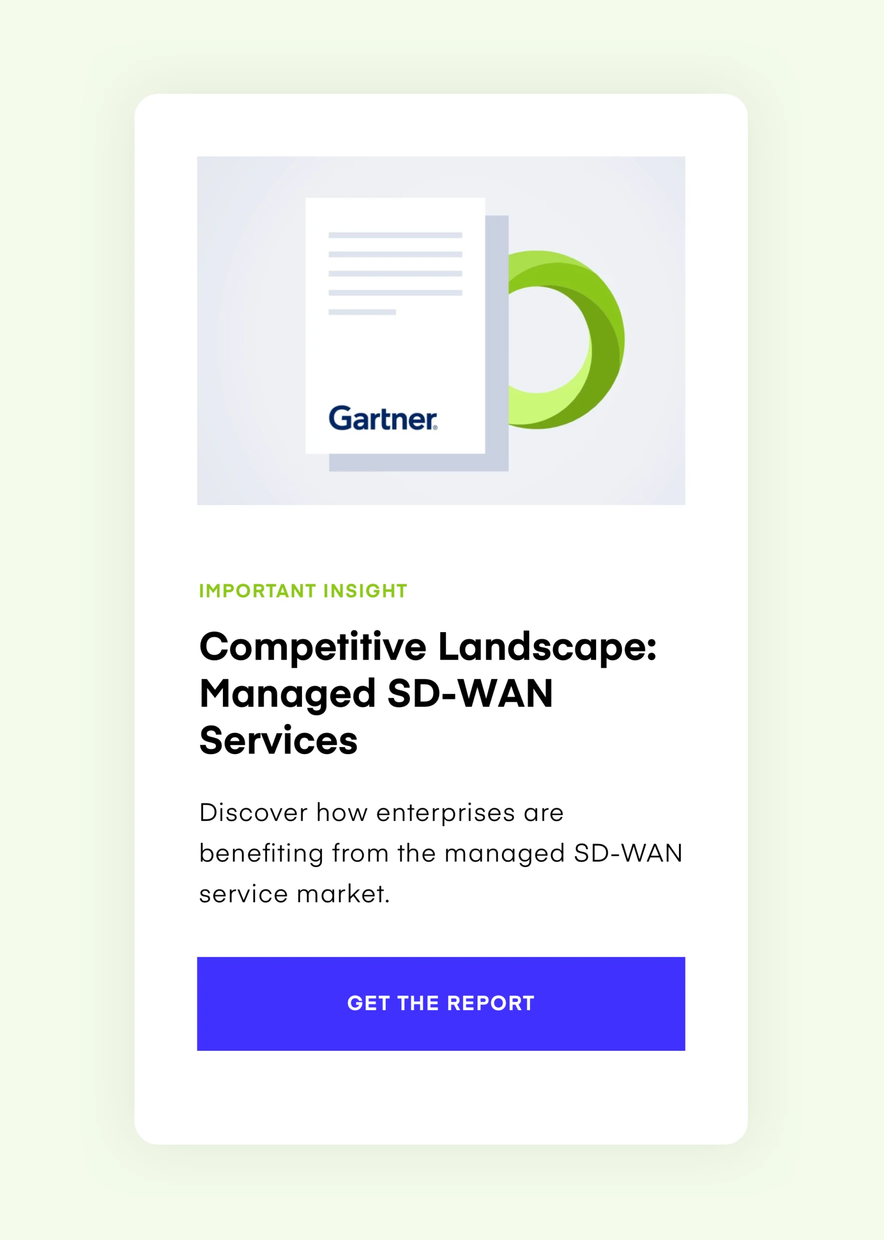 Expereo website card promoting a Gartner report on managed SD-WAN services