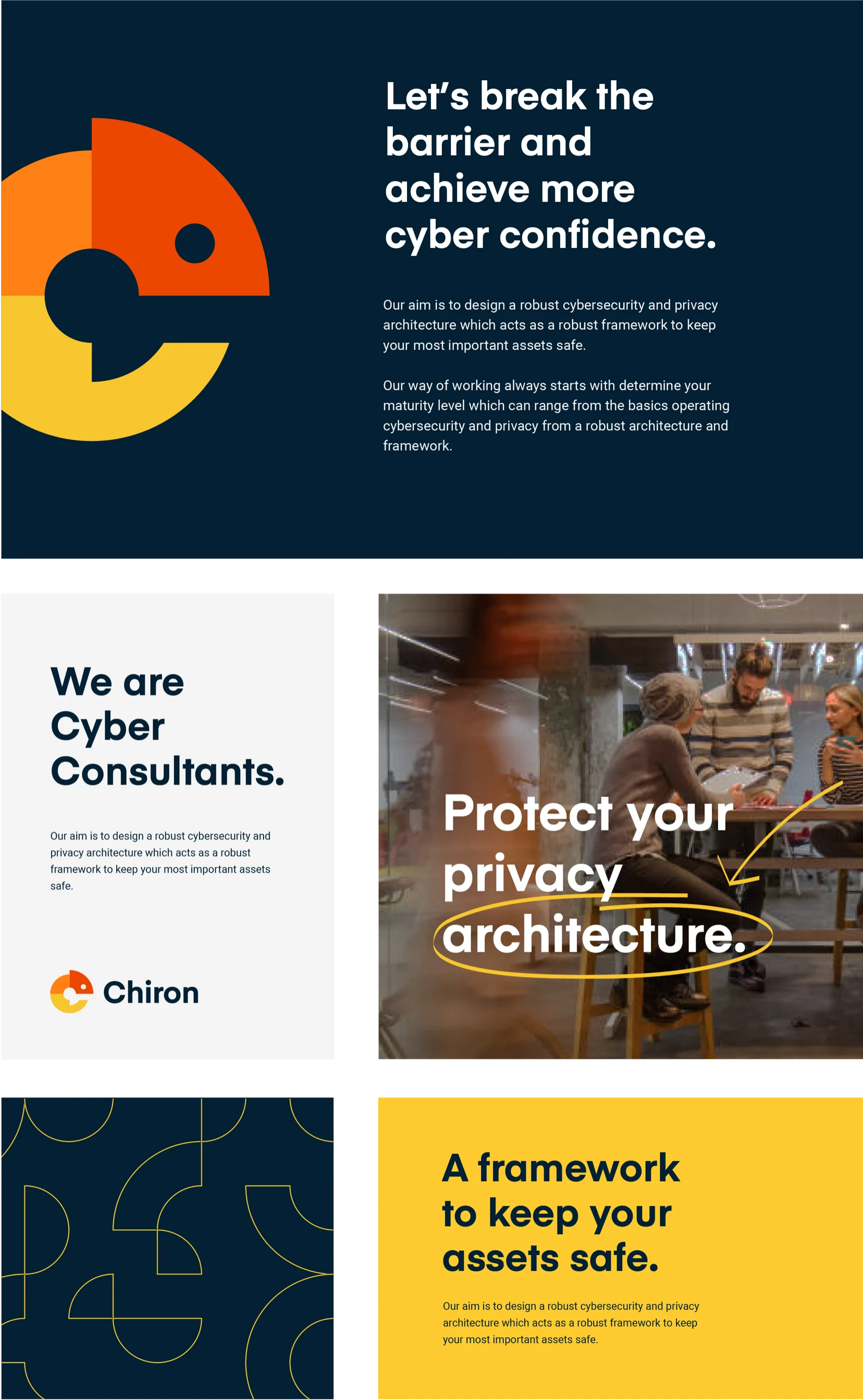 Mobile layout of Chiron's brand presentation with headline and team photo