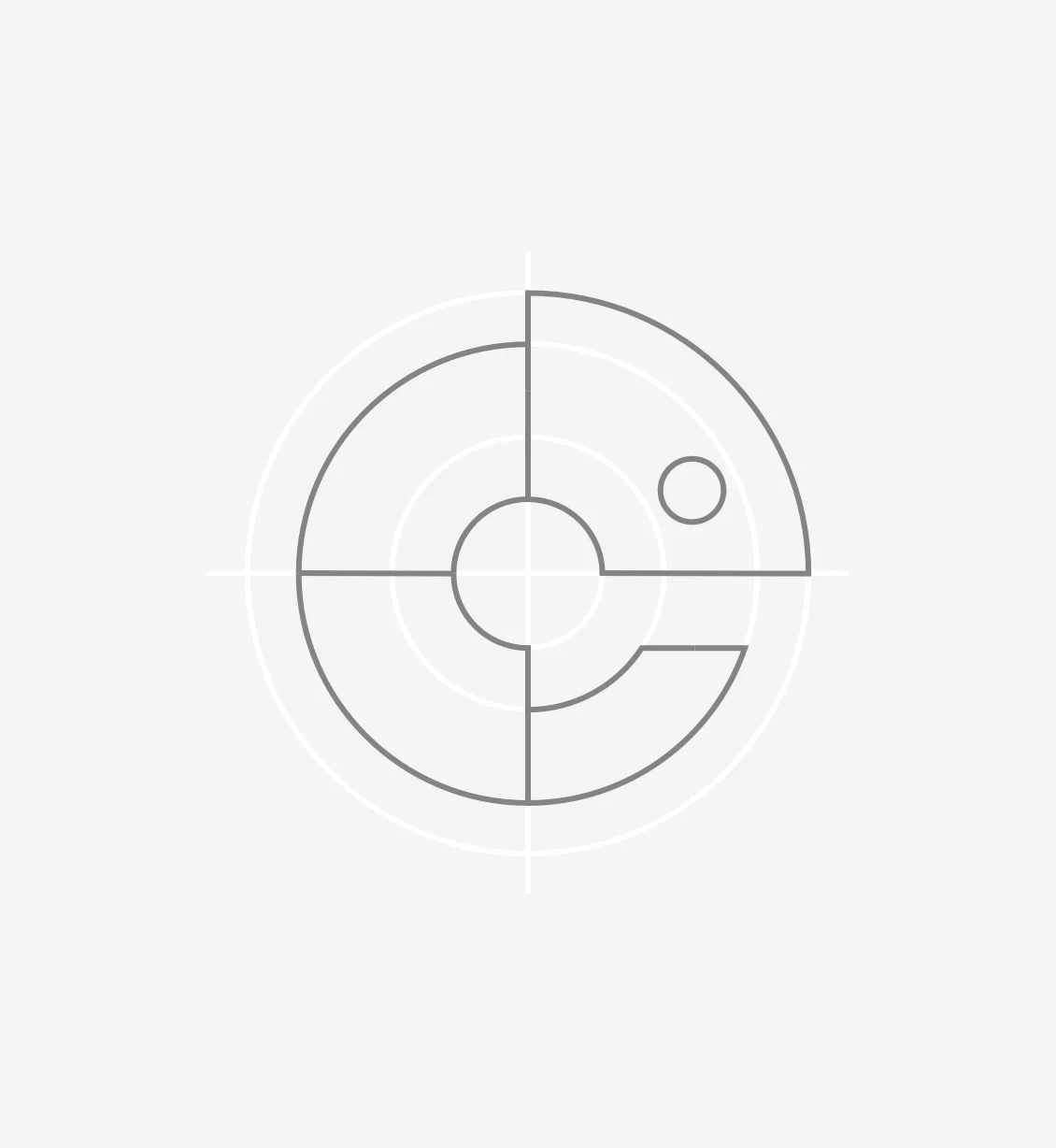 Geometric construction diagram of the Chiron logo icon using circles and grid lines