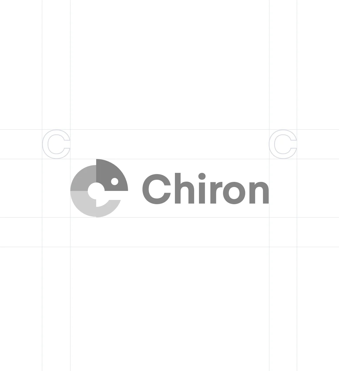Chiron logo construction grid showing proportions and clear space guidelines