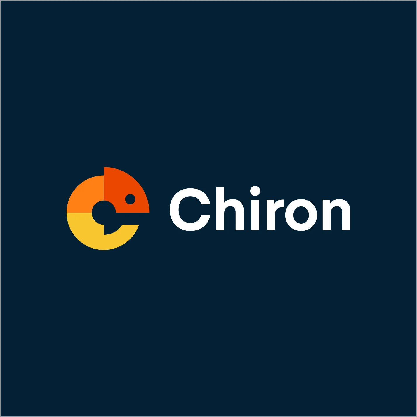 Chiron logo mark and wordmark in orange, yellow and navy