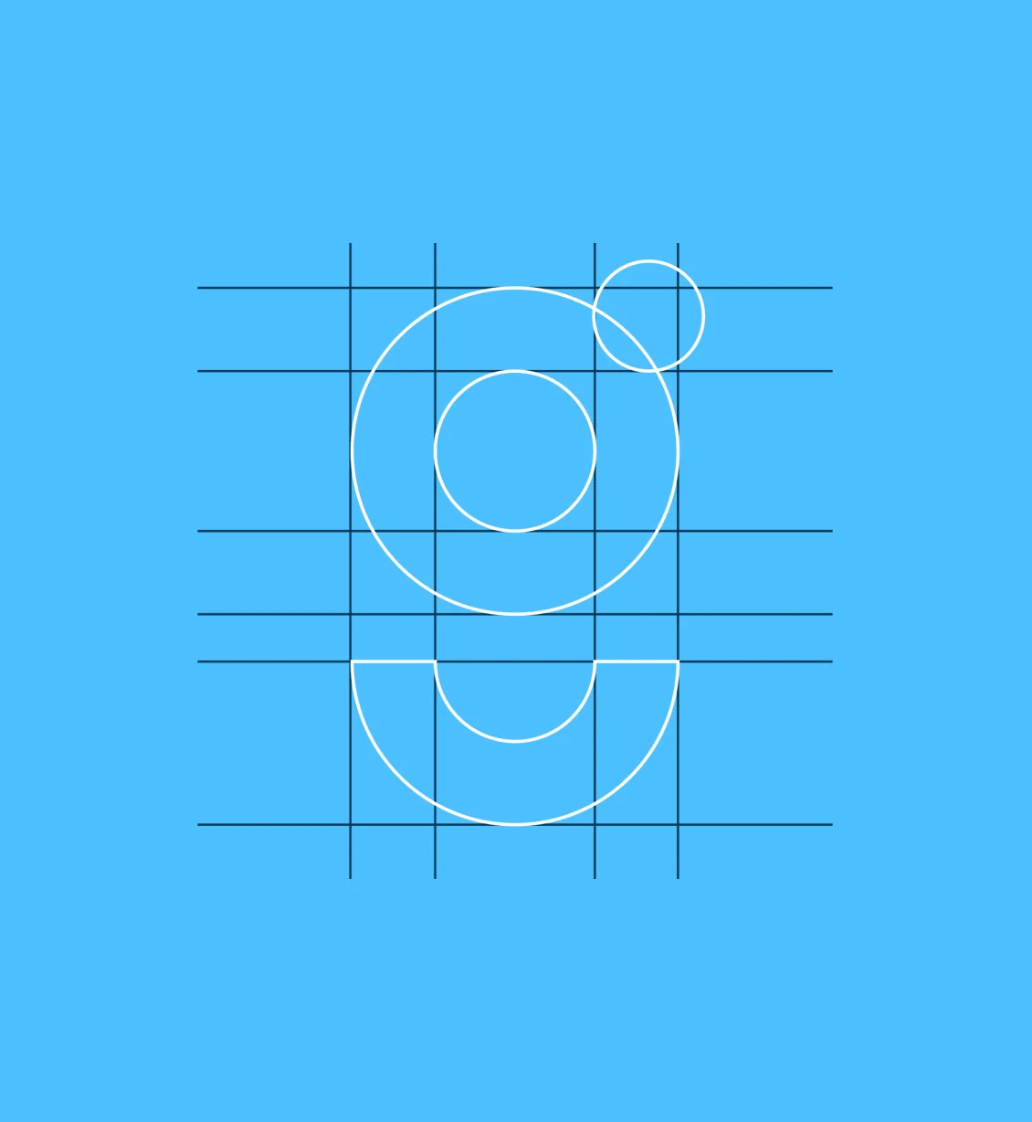Circle geometry grid explaining the Generations at Work logo construction
