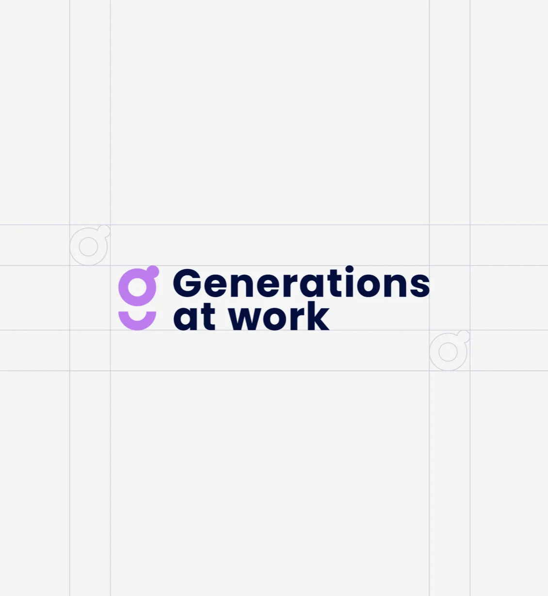 Generations at Work logo construction grid showing geometric proportions