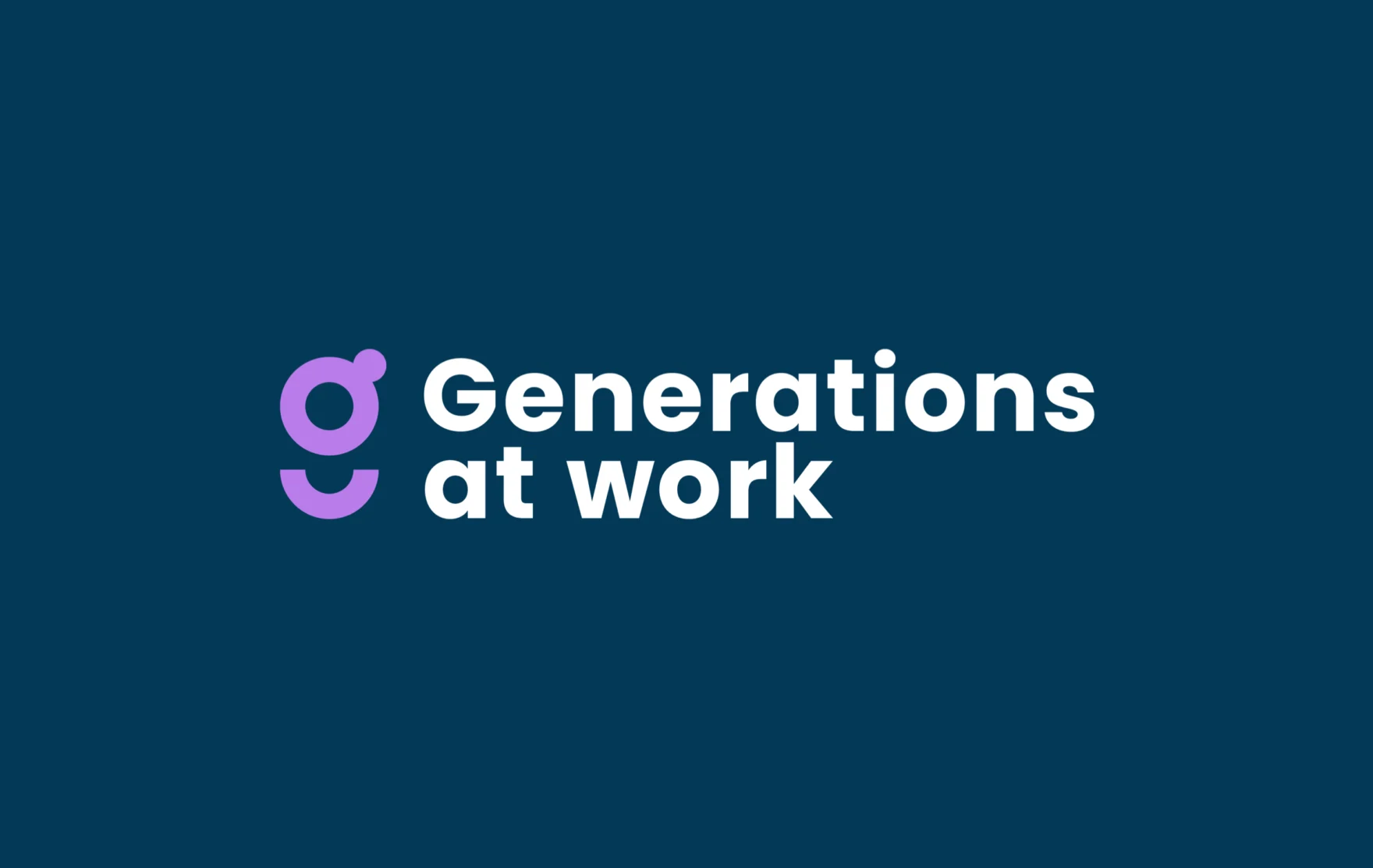 Generations at Work logo in purple on a dark blue background