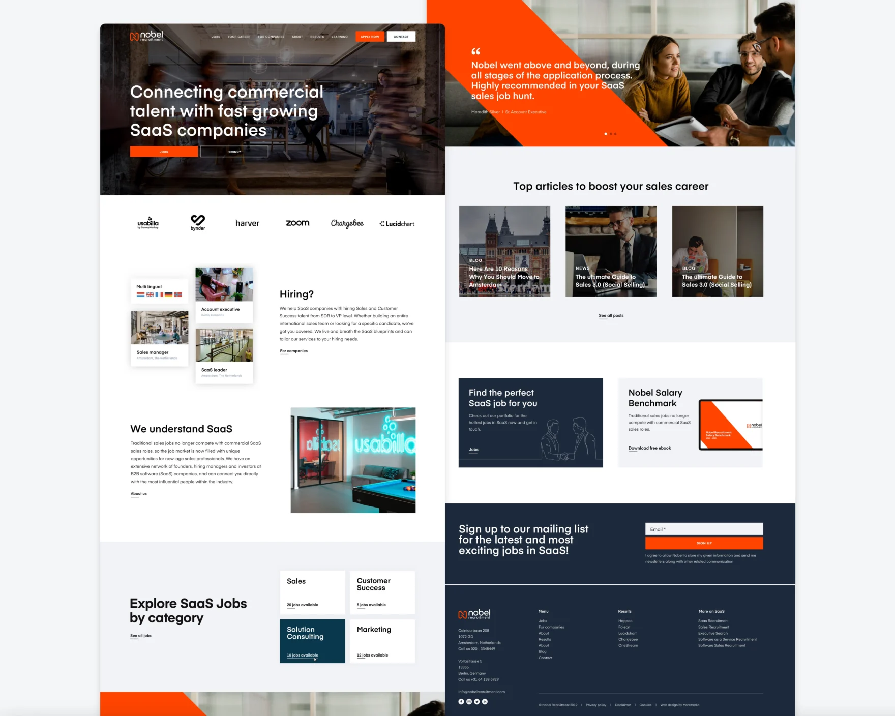 Homepage of the Nobel Recruitment website designed by Mars