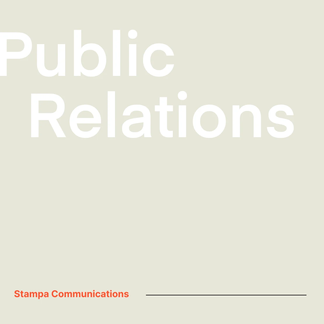Stampa Communications typography design featuring the words Public Relations in bold