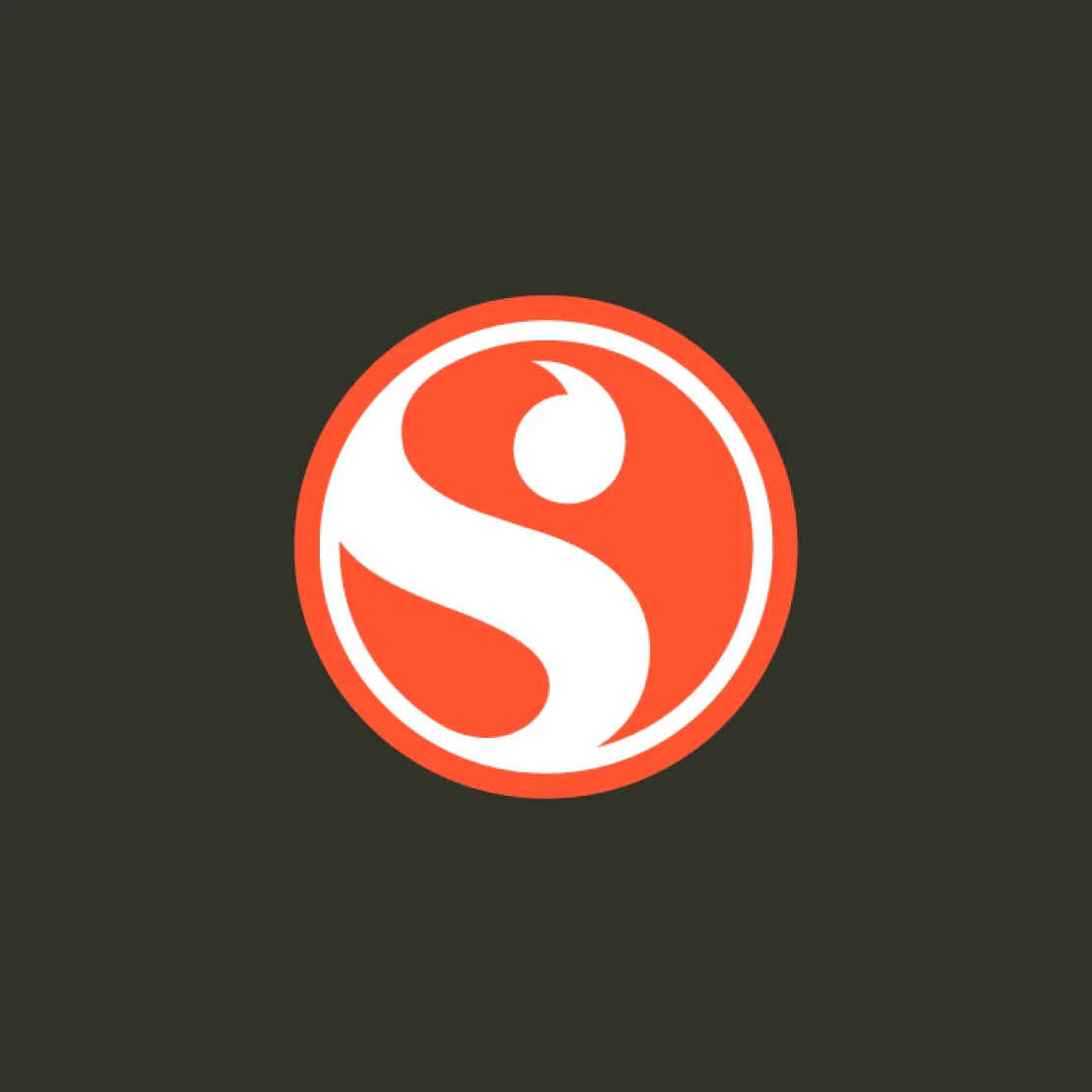 Stampa logo, an orange circular S mark on a dark green background