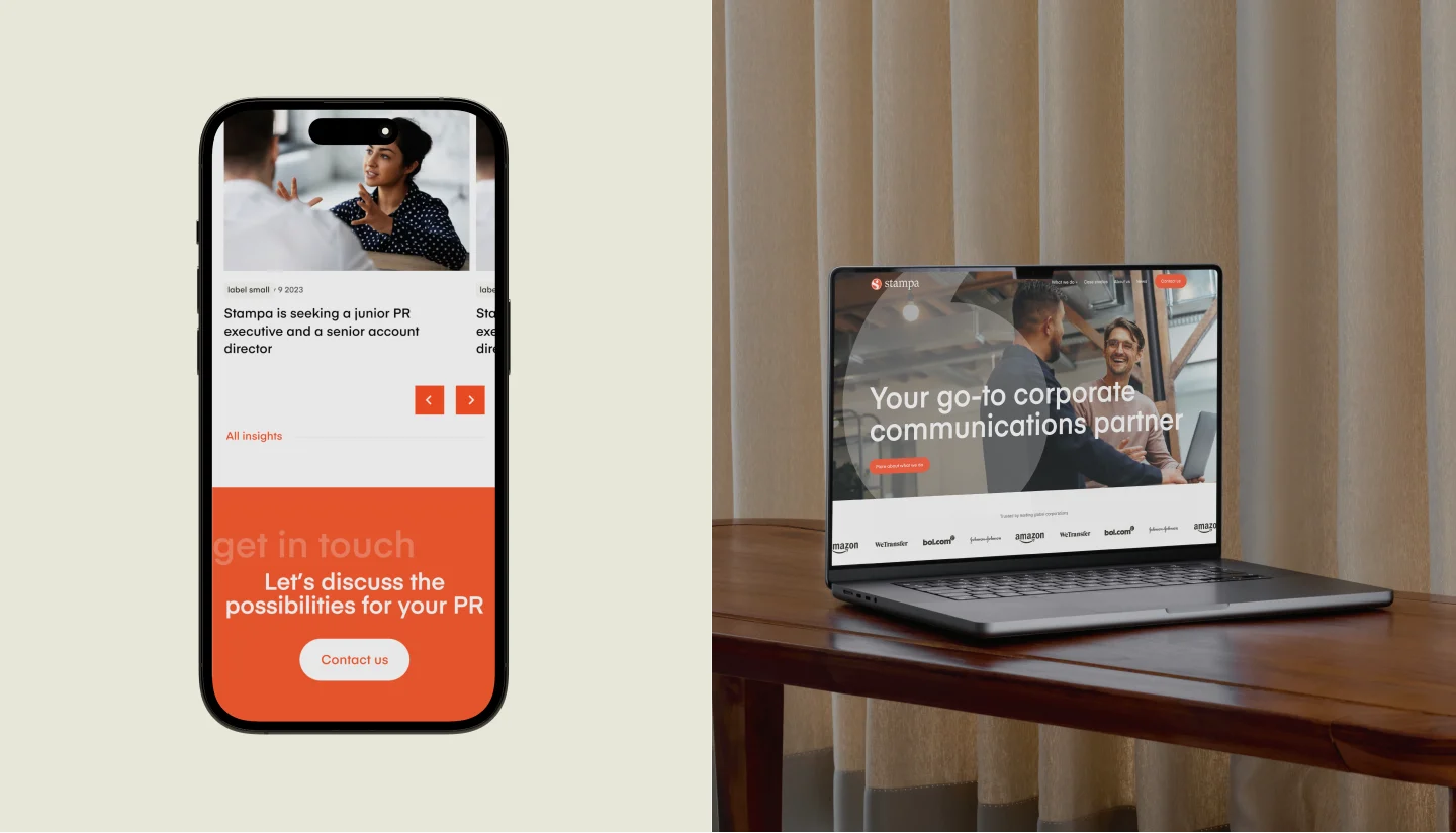 Stampa website shown on laptop and mobile phone mockups