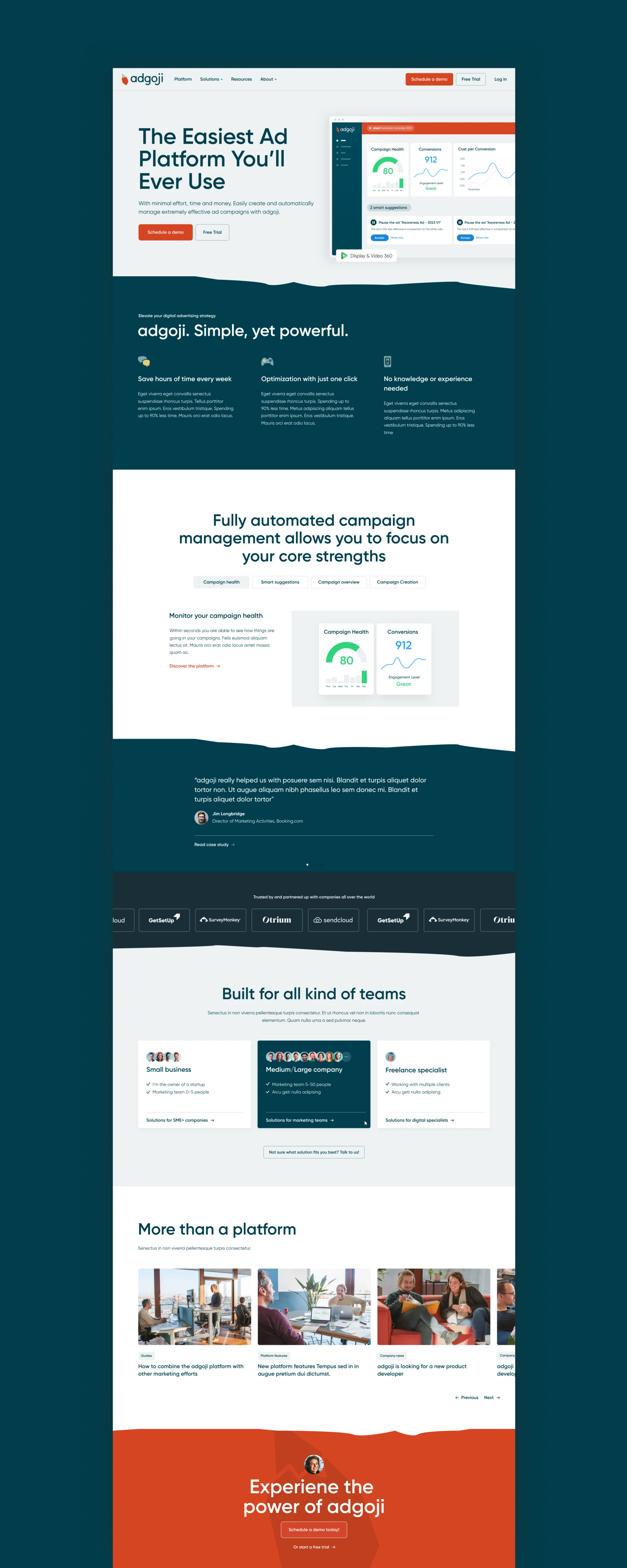 Homepage of the Adgoji website designed by Mars