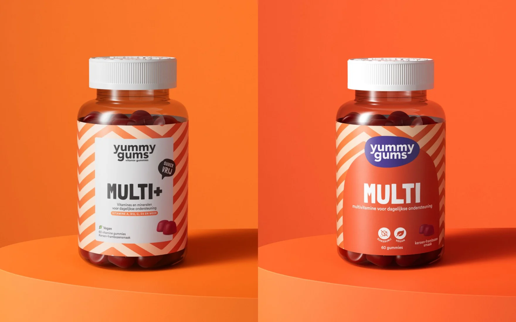 Yummygums vitamin gummies packaging before and after the brand redesign