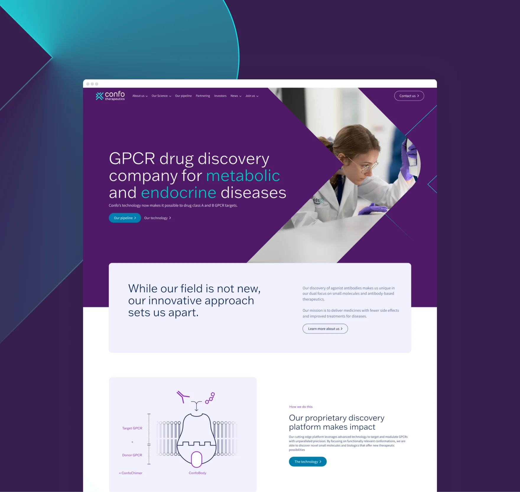 Homepage of the Confo Therapeutics website designed by Mars