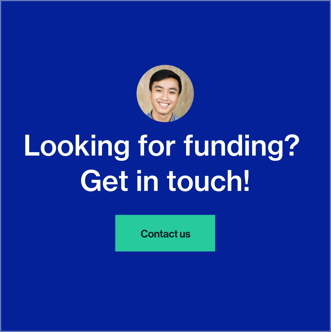 Catalyze website call-to-action inviting visitors to get in touch for funding