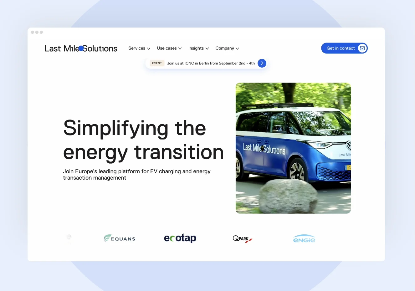 Homepage of the Last Mile Solutions website designed by Mars