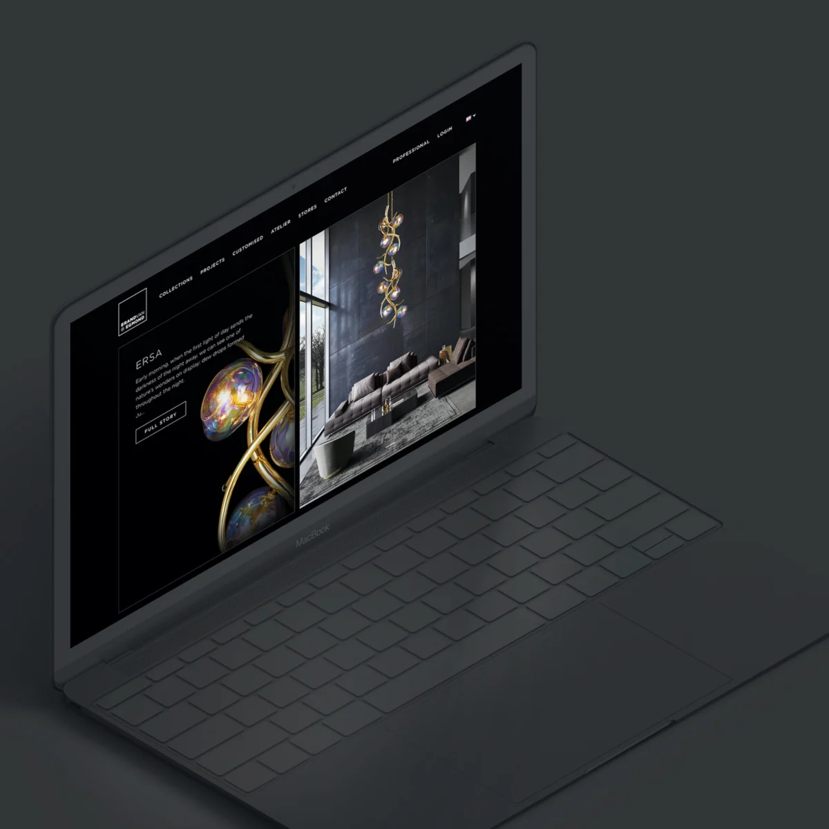 Homepage of the Brand van Egmond website designed by Mars, featuring the ERSA collection