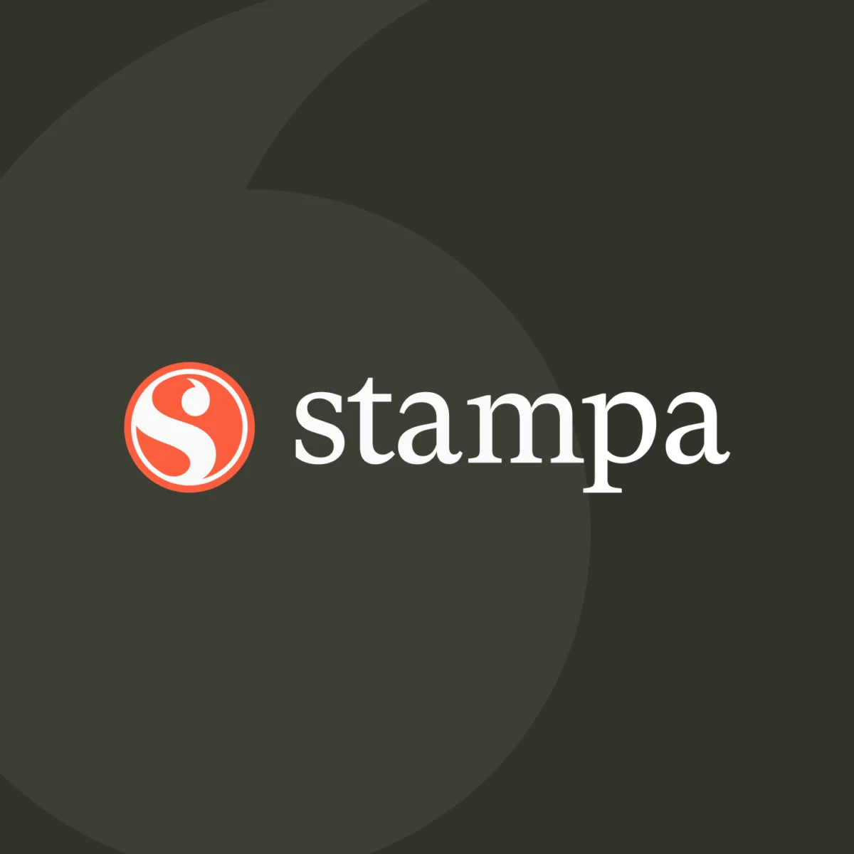 Stampa logo in orange on a dark green background