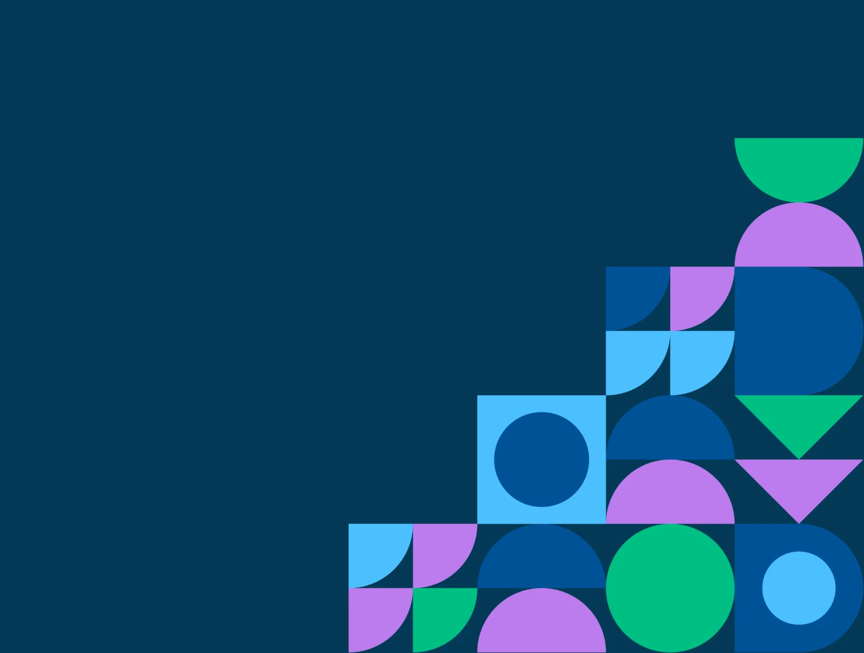 Abstract geometric shapes in navy, blue, green and purple for the GenerationsAtWork case study header