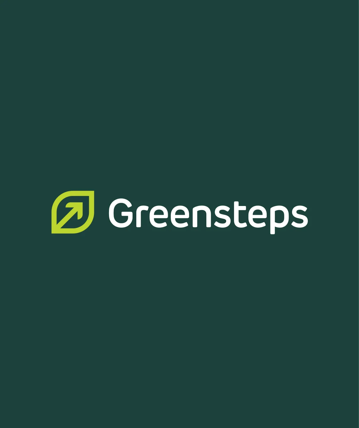Greensteps logo with a leaf and arrow icon on a dark green background.