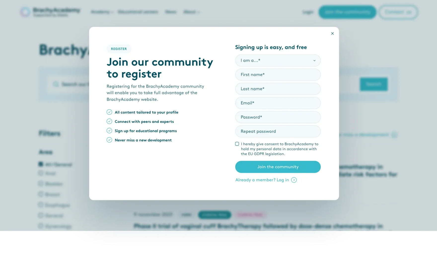 BrachyAcademy website design for Elekta