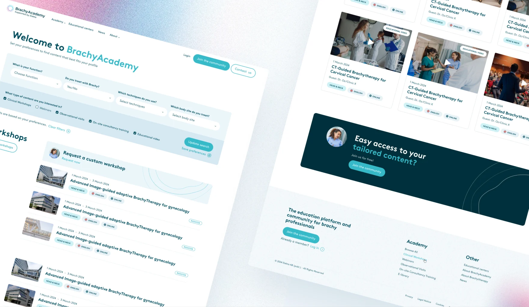 BrachyAcademy website design for Elekta